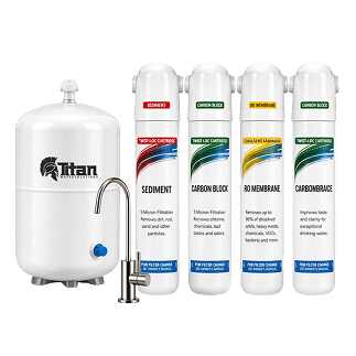 The Titan reverse osmosis drinking water system with filter cartridges